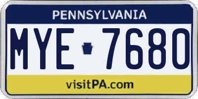PA license plate MYE7680