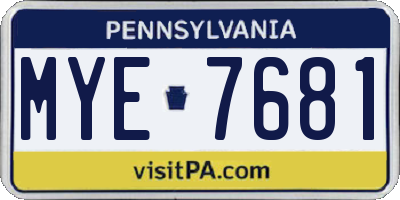 PA license plate MYE7681