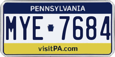 PA license plate MYE7684