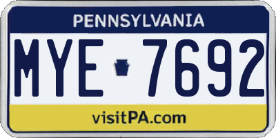 PA license plate MYE7692