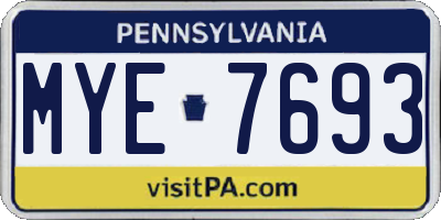 PA license plate MYE7693