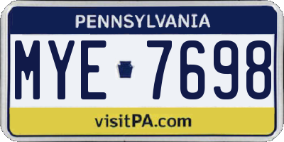 PA license plate MYE7698
