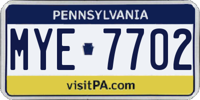 PA license plate MYE7702