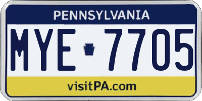 PA license plate MYE7705