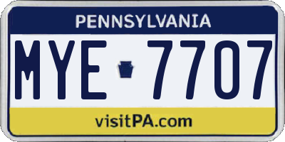 PA license plate MYE7707