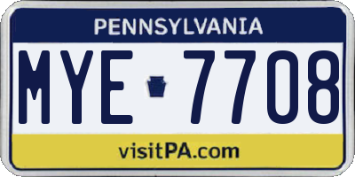 PA license plate MYE7708
