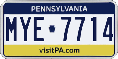 PA license plate MYE7714