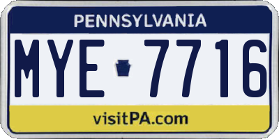 PA license plate MYE7716