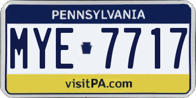 PA license plate MYE7717
