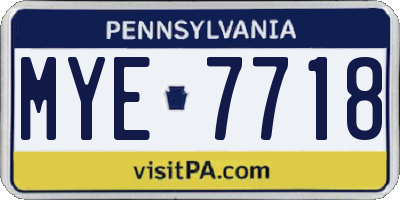 PA license plate MYE7718