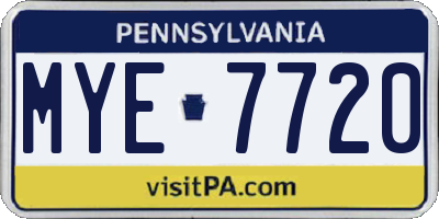 PA license plate MYE7720
