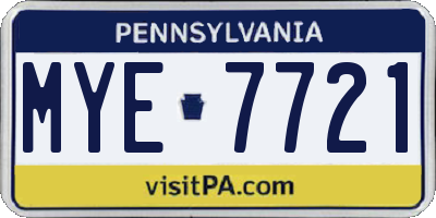PA license plate MYE7721