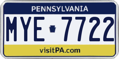 PA license plate MYE7722