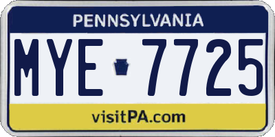PA license plate MYE7725