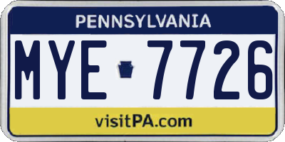 PA license plate MYE7726