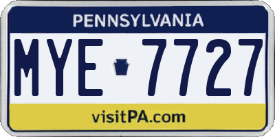 PA license plate MYE7727