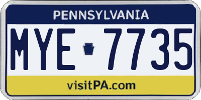 PA license plate MYE7735