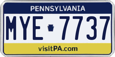 PA license plate MYE7737