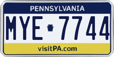 PA license plate MYE7744