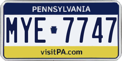 PA license plate MYE7747