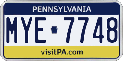 PA license plate MYE7748