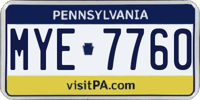 PA license plate MYE7760