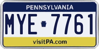 PA license plate MYE7761