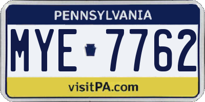 PA license plate MYE7762