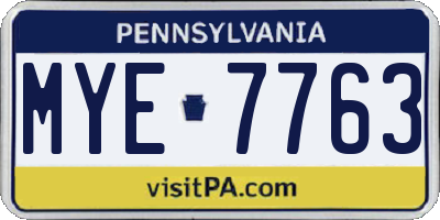PA license plate MYE7763