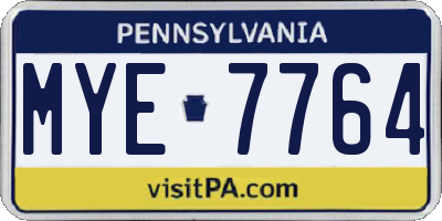 PA license plate MYE7764