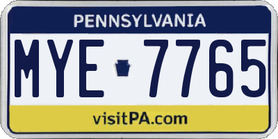 PA license plate MYE7765