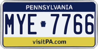 PA license plate MYE7766
