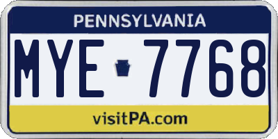 PA license plate MYE7768