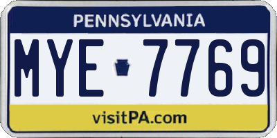 PA license plate MYE7769