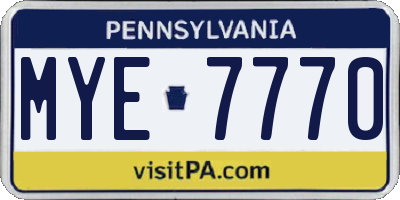 PA license plate MYE7770