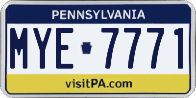 PA license plate MYE7771