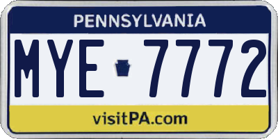PA license plate MYE7772