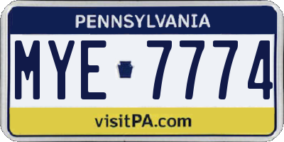 PA license plate MYE7774