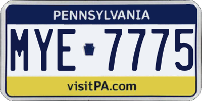 PA license plate MYE7775