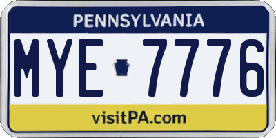 PA license plate MYE7776