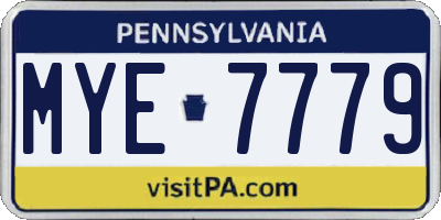 PA license plate MYE7779