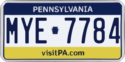 PA license plate MYE7784