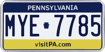 PA license plate MYE7785