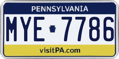 PA license plate MYE7786