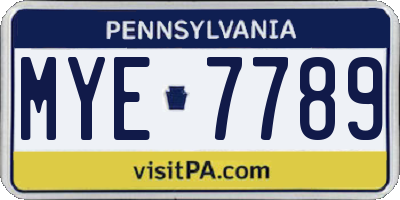PA license plate MYE7789