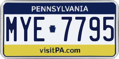 PA license plate MYE7795