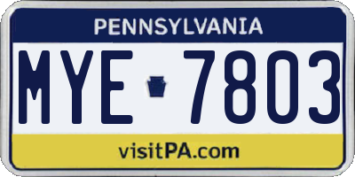 PA license plate MYE7803