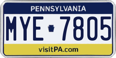 PA license plate MYE7805