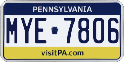 PA license plate MYE7806