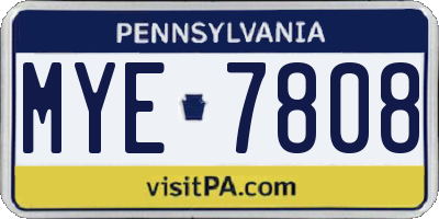 PA license plate MYE7808